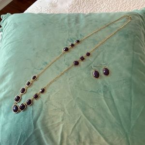 The paper store Gold and purple necklace with matching earrings